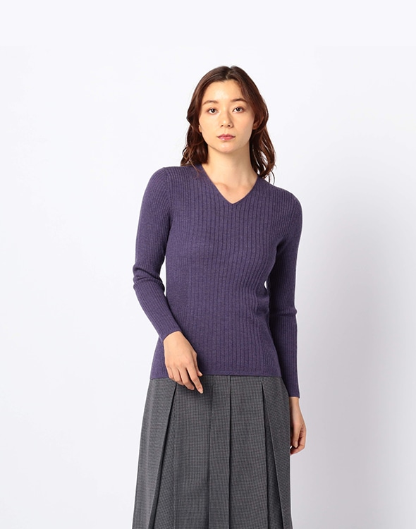 SCAPA カシウールリブVネックニット