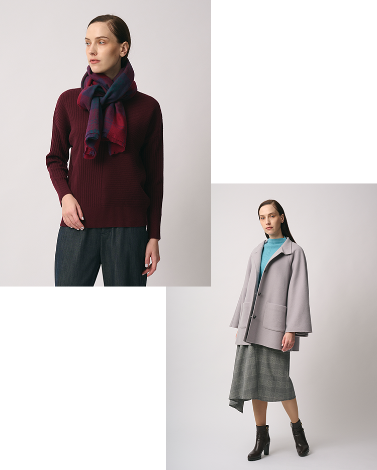 コズミックニットを着た女性