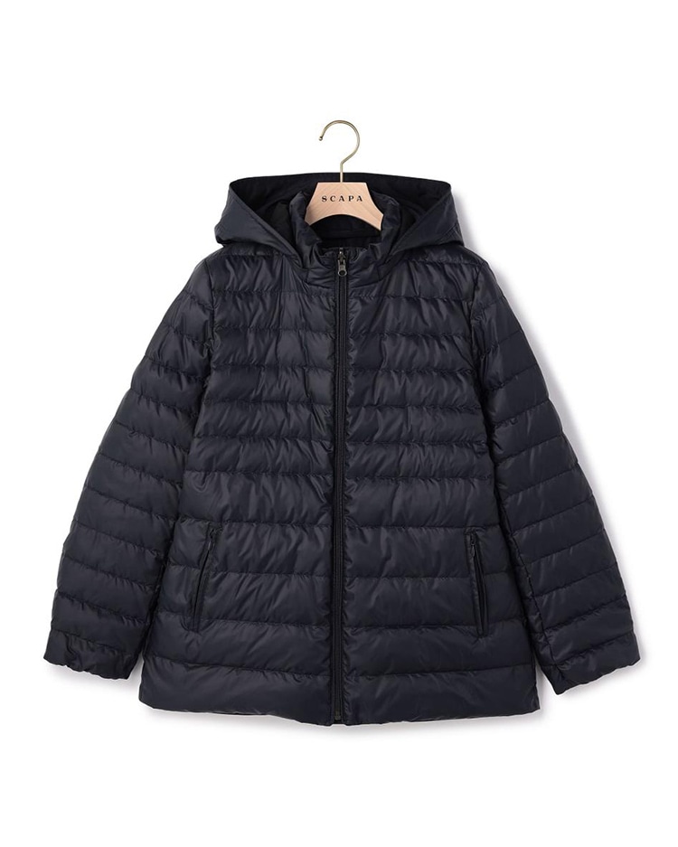 ネイビーのリバーシブルダウンコート 裏