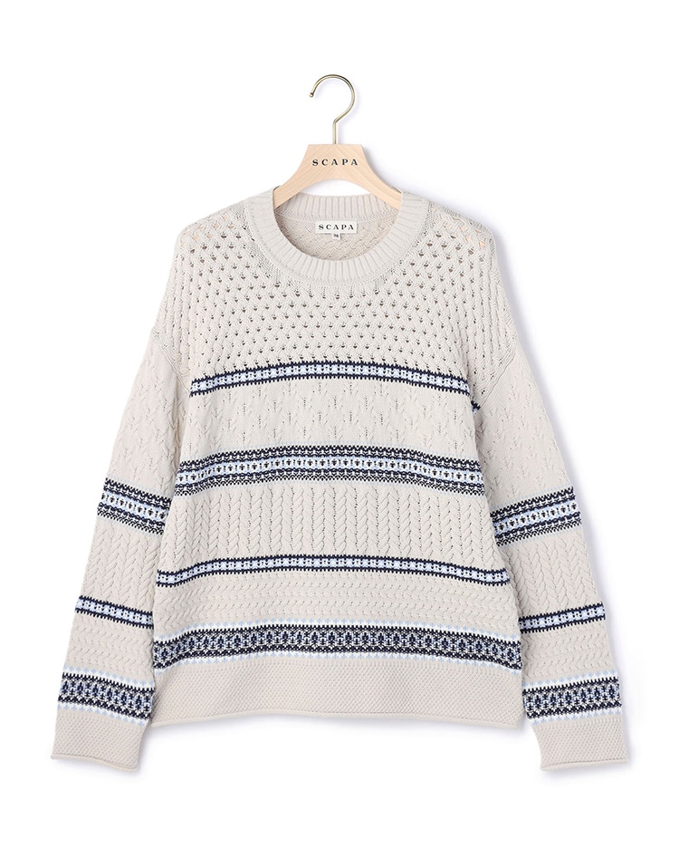 ホワイトとブルーのボーダーのニット
