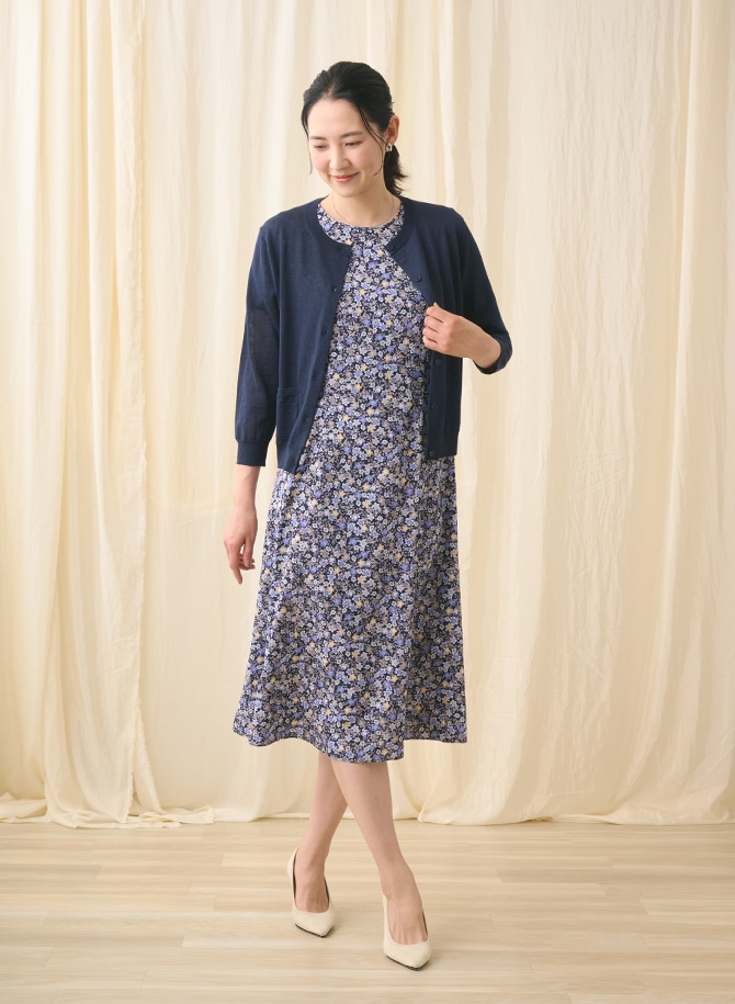 リネンニットカーディガンを使用したスタイリング