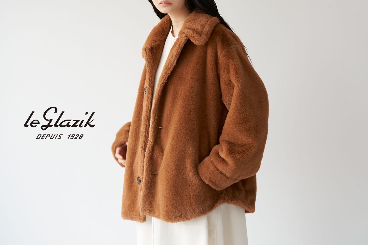 LE GLAZIK  ボア リバーシブルノーカラーコート