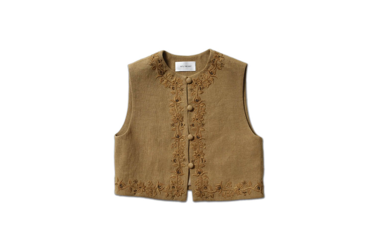 今日もビショップ　INTO THE EAST　APRICOT LINEN EMBROIDERED VEST