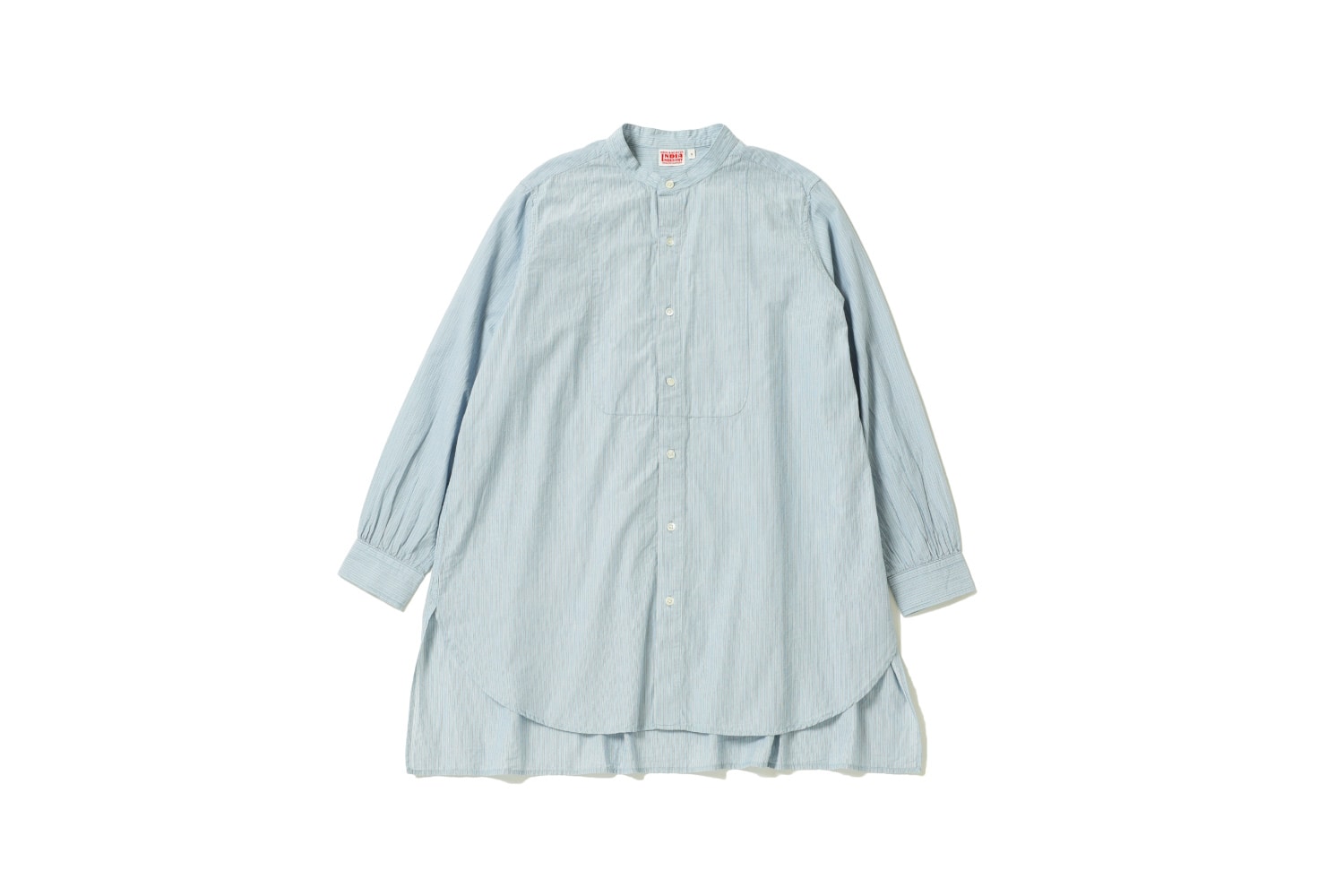 今日もビショップ　INDIA INDUSTRY　COTTON BAND COLLAR BOSOM TUNIC SHIRT
