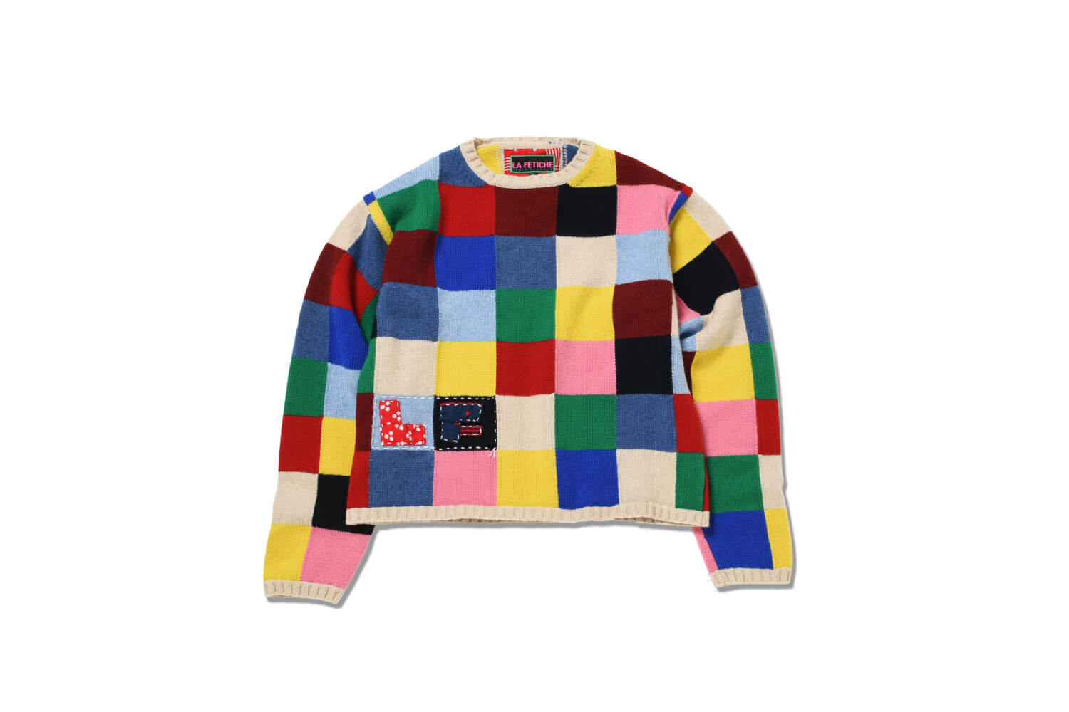 今日もビショップ　LA FETICHE　LOOSE FIT PATCHWORK SWEATER