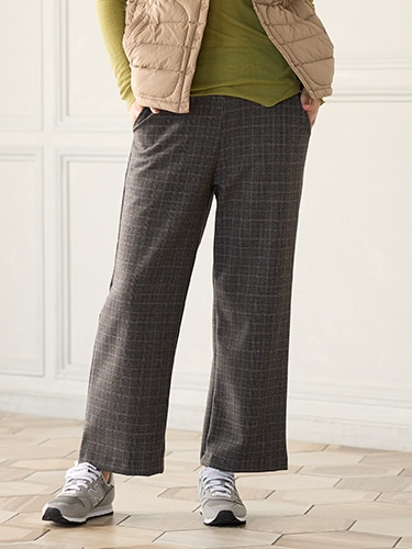 裏起毛チェックワイドパンツを見る