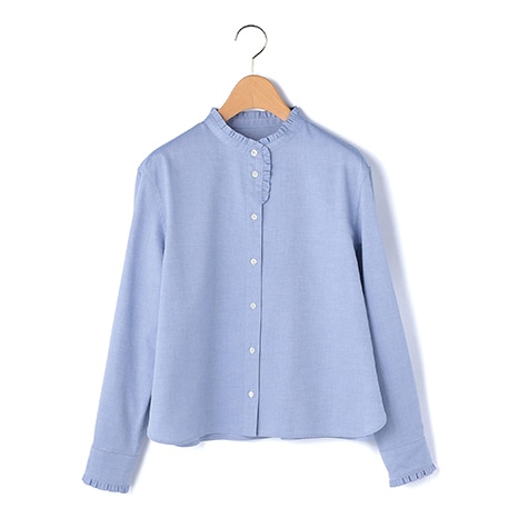 ピンオックススタンドカラーブラウス