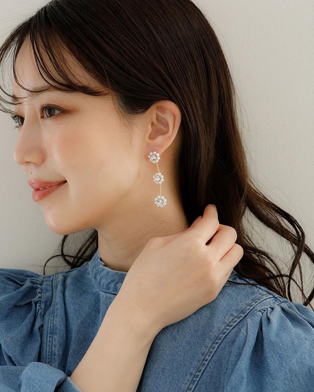 JewCas pearl flowerエアフィットイヤリング 着用イメージ