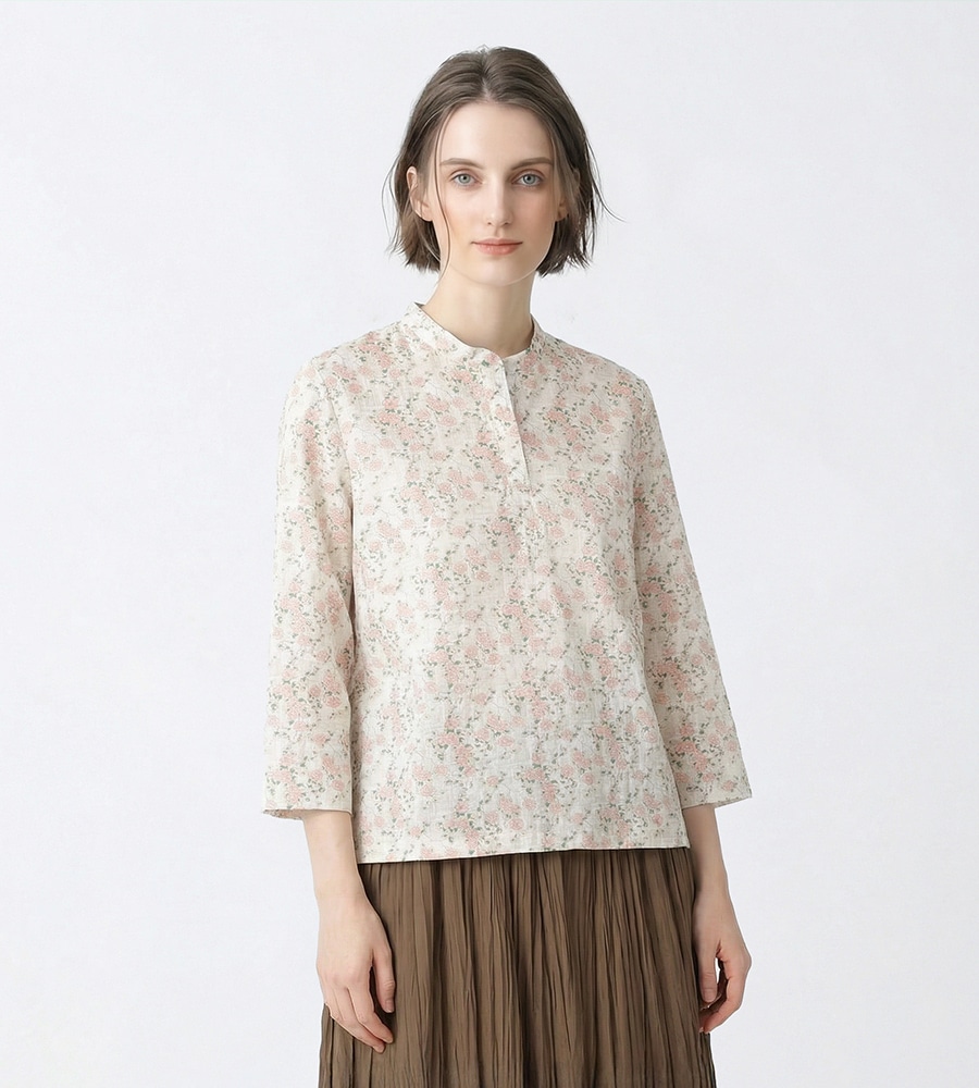 SCAPA Liberty Print ギルドジャージ衿付きカットソー