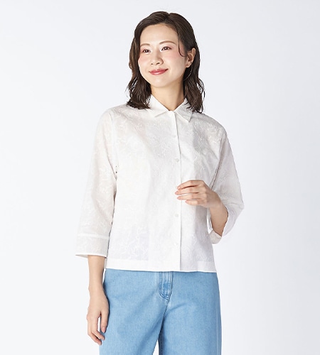 ミモザエンブロイダリーシャツブラウス