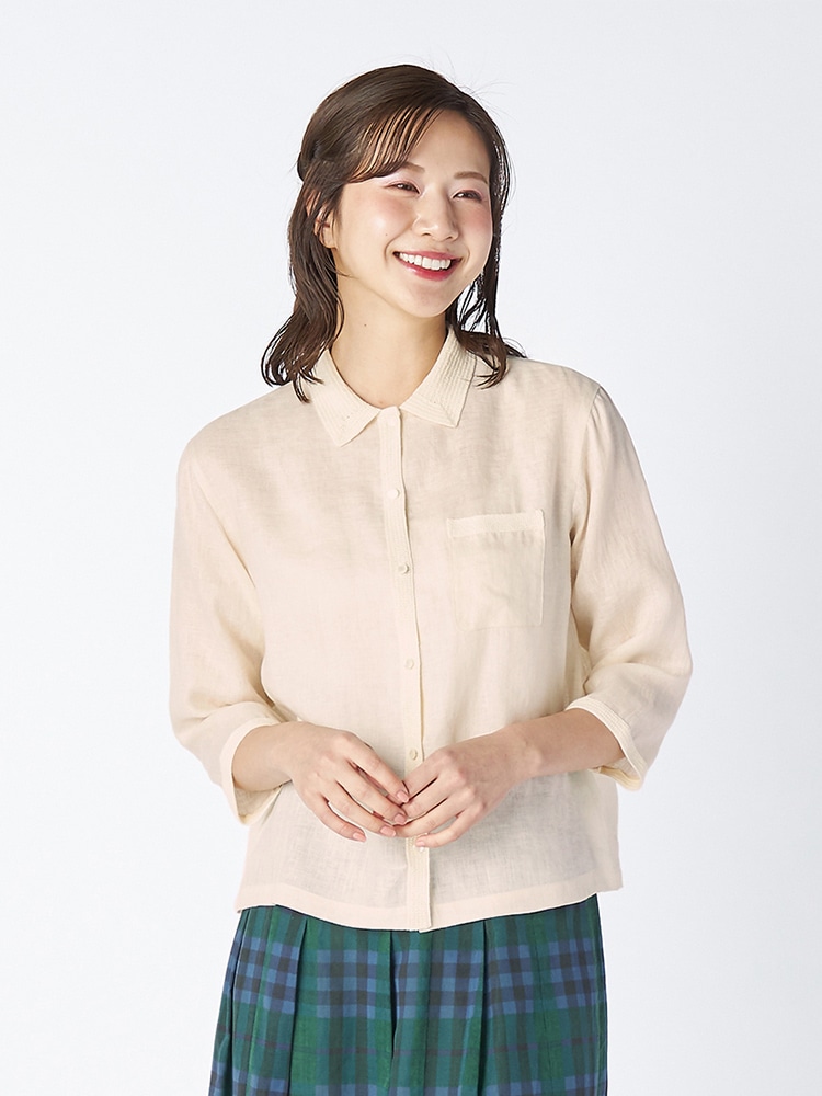 ６０／－リネンシャツブラウス