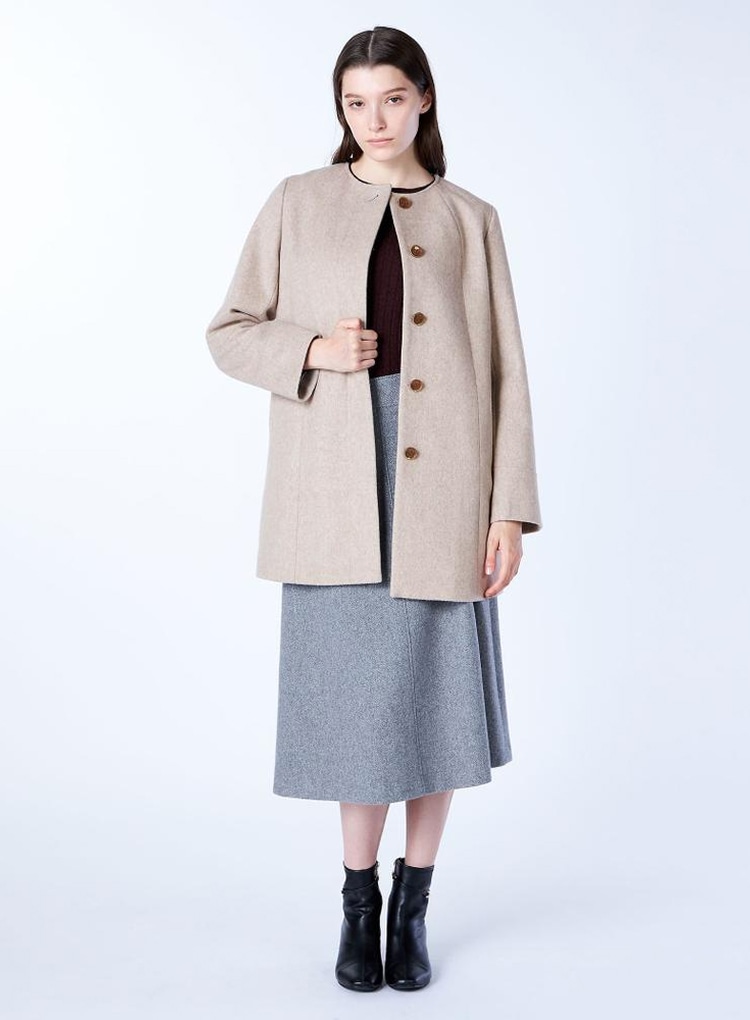 ウールビーバーノーカラーコート