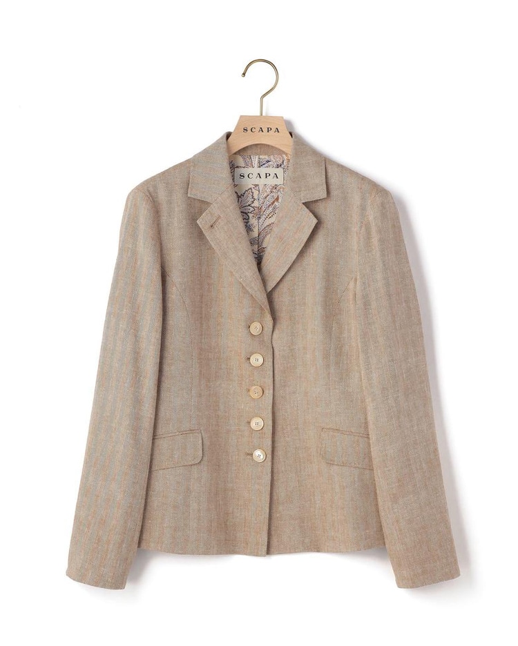 ダークブラウンのヘリンボンジャケット