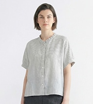 リノストライプフリルカラーブラウス