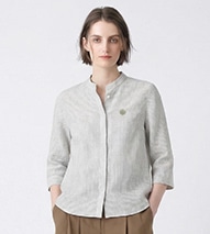 リノストライプスタンドカラーブラウス