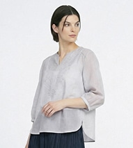 リノエンブロイダリー5分袖ブラウス