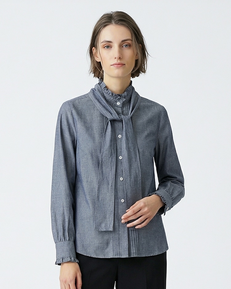 ダンガリーボータイブラウス