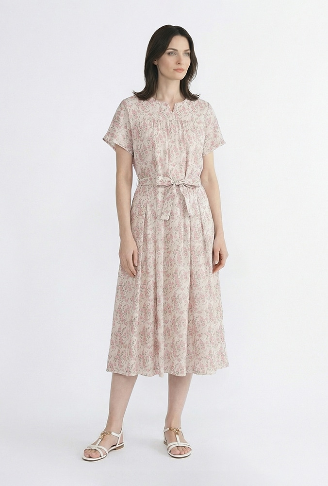 リバティプリントワンピースのスタイリング