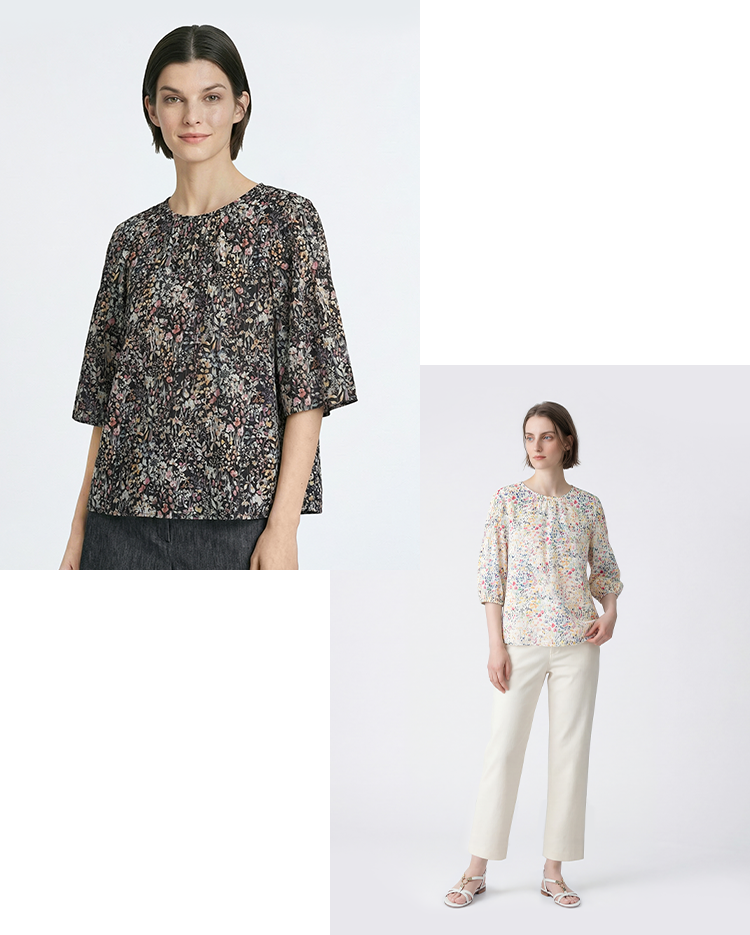 Liberty Printコロールカットソーのスタイリング