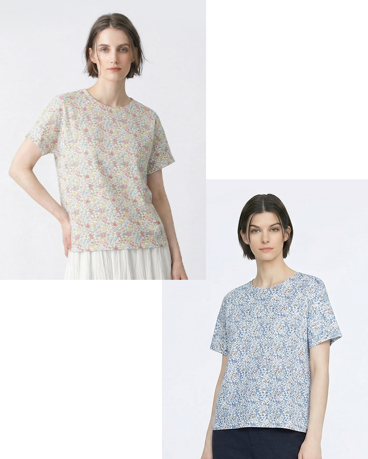 Liberty Printシャインカットソーのスタイリング