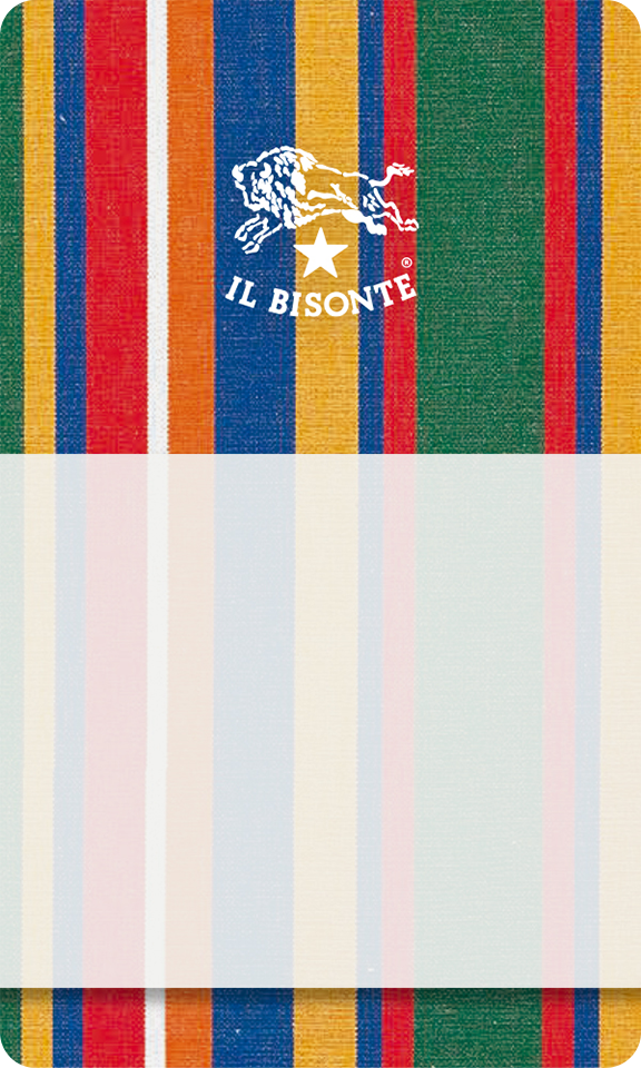 IL BISONTEのロゴのみ書かれた、カラフルなメッセージカード