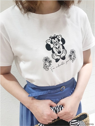 MinnieデザインプリントTシャツ Ivory