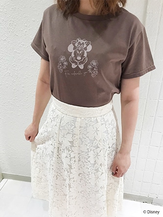 MinnieデザインプリントTシャツ Mocha