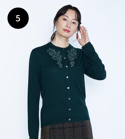 SCAPA エンブロイダリーニットカーディガン