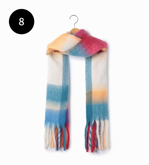 e-Look+Plus チェックビッグフリンジマフラー