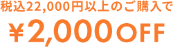 税込22,000円以上のご購入で¥2,000OFF