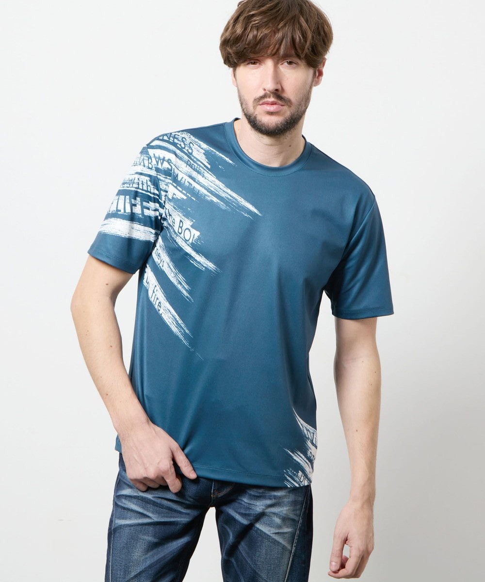 バイヤスハケメロゴプリント クルーネック半袖Ｔシャツ