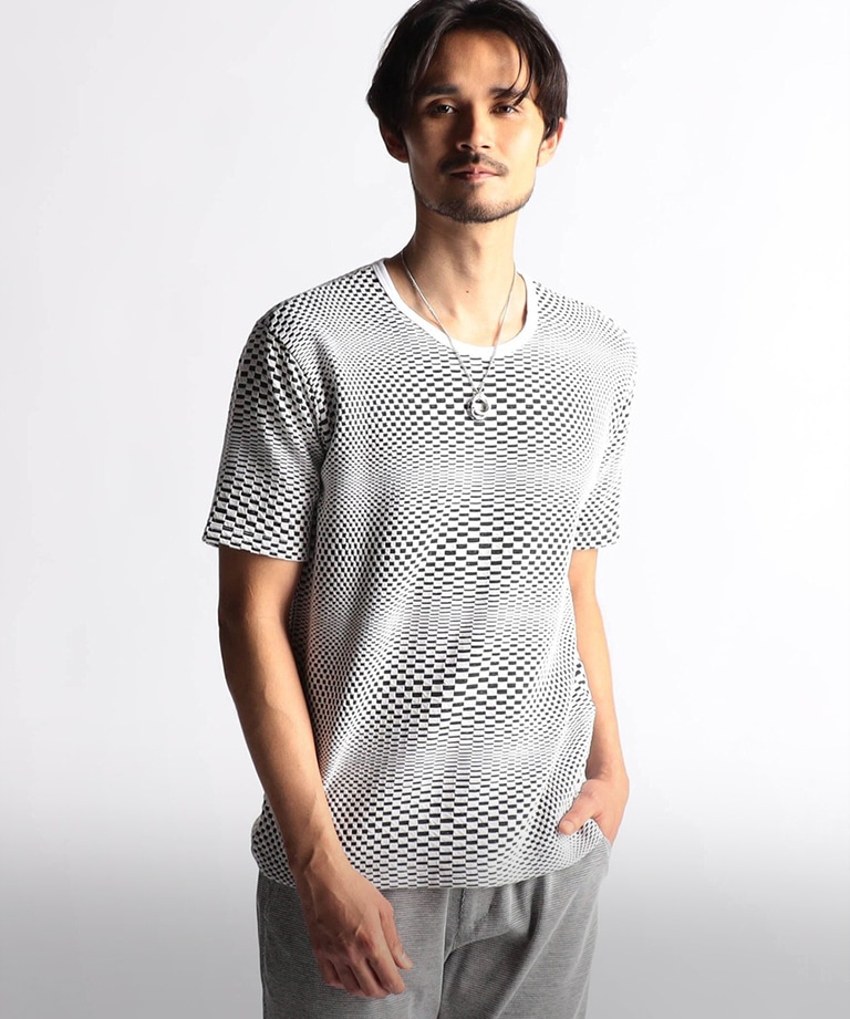 ジオメトリックジャカード半袖プルオーバー / NICOLE CLUB FOR MEN