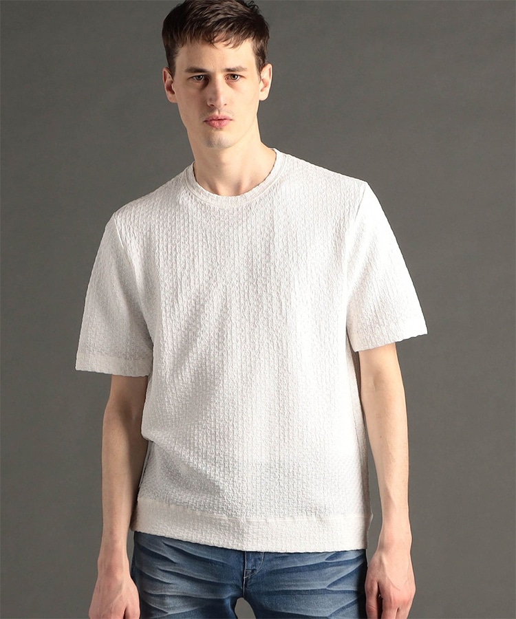 グラフィックジャカード クルーネックニット