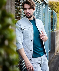 ライトオンスストレッチデニム７分袖Gジャン