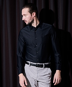 【HIDEAWAYS BLACK】シアーマイクロチェックレギュラーカラーシャツ