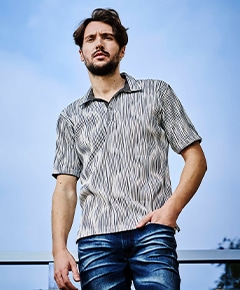 【WEB限定】ウェーブタックジャガードスキッパーポロシャツ