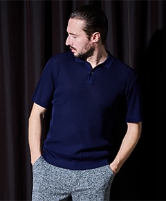 【HIDEAWAYS BLACK】スキッパーニットポロシャツ