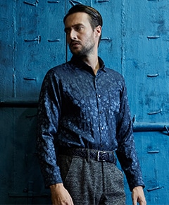 ストレッチサテンジャカードシャツ