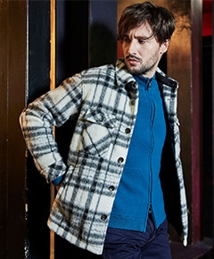 Wパッチポケット チェックブルゾン