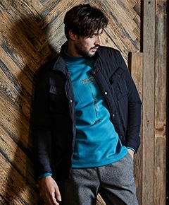 ナイロンタフタ　顔料プリント中綿ブルゾン 