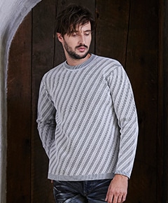 バイアスダブルフェイス　クルーネックニット