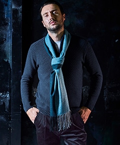 【HIDEAWAYS BLACK】バイアスジャカード　スタンドハーフジップニット