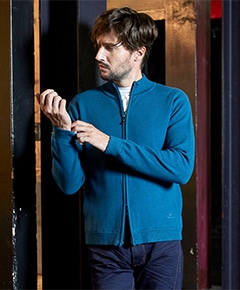 ミラノリブ　スタンドニットブルゾン