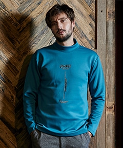 ストレッチポンチジェルプリントモックネックプルオーバー