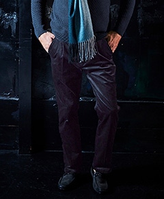 【HIDEAWAYS BLACK】コーデュロイワンタックイージースラックス 