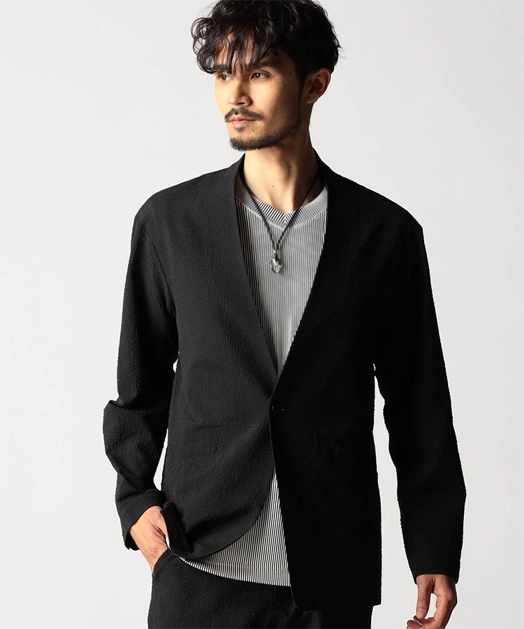 サッカーチェック ノーカラージャケット