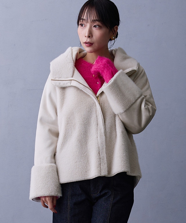 リバーシブルフェイクムートンブルゾン