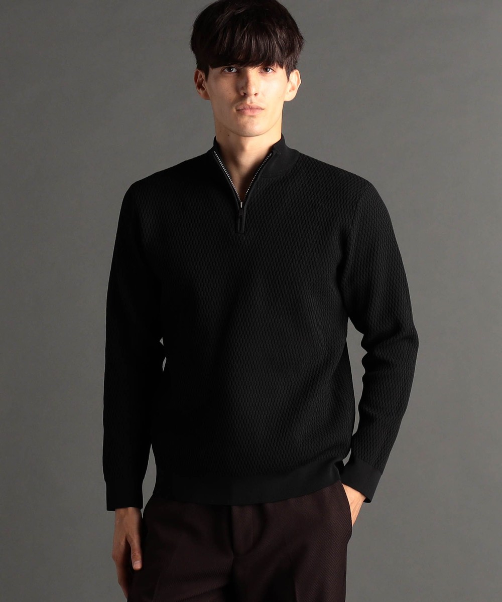 ダイヤジャカード スタンドジッププルオーバーニット