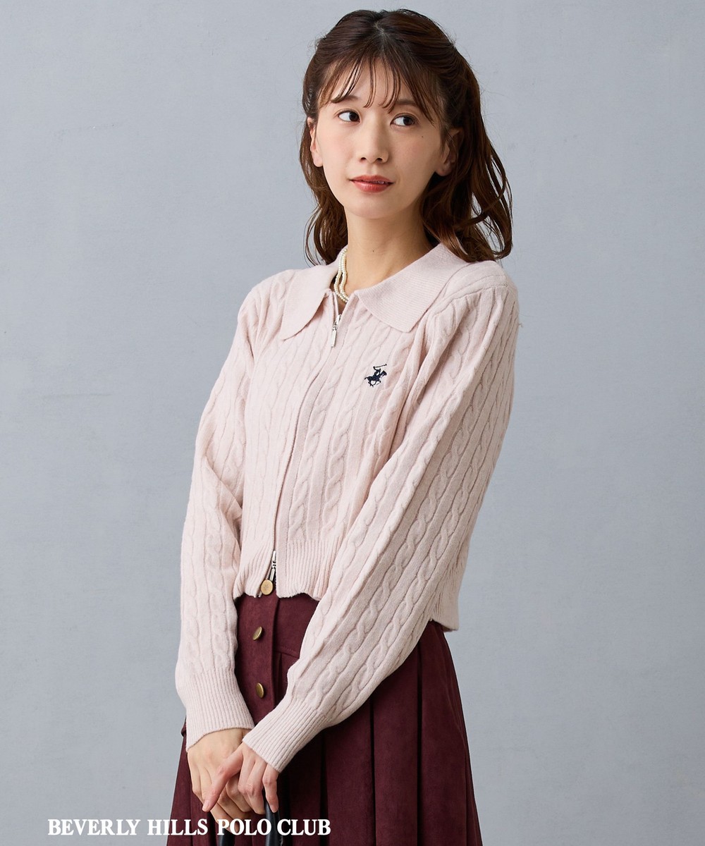 【BEVERLY HILLS POLO CLUB】ケーブル編みカーディガン