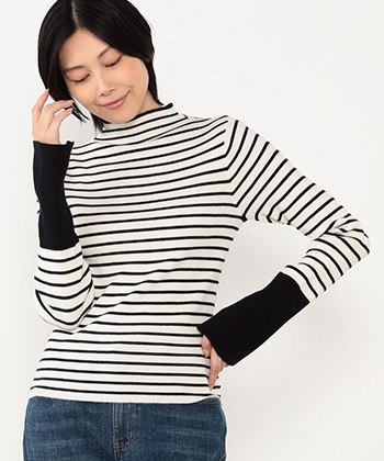 【WALDO】モックネック配色リブニット